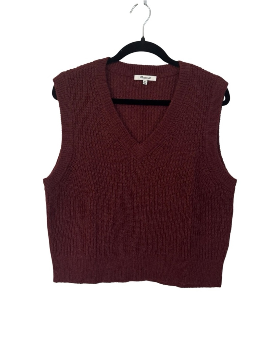 Madewell Women’s Alpaca Blend V-Neck Sweater Vest in Maroon Sz XXL GUC